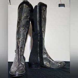 Donald J. Pliner Black and Gray Over the Knee Boots - Size 9.5